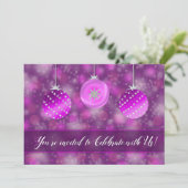 Invitation de fête de vacances - Ornements violets (Debout devant)
