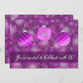 Invitation de fête de vacances - Ornements violets (Devant / Derrière)