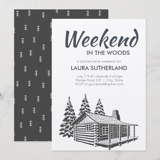Invitation de fête de weekend en forêt (Devant / Derrière)