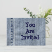 Invitation de fête de Western Party en denim (Debout devant)
