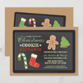 Invitation de fête d'échange de biscuits de Noël e (Devant / Derrière)