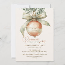 Invitation de fête d'échange d'ornement de Noël au