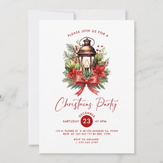 Invitation de fête décorée de Noël (Devant)