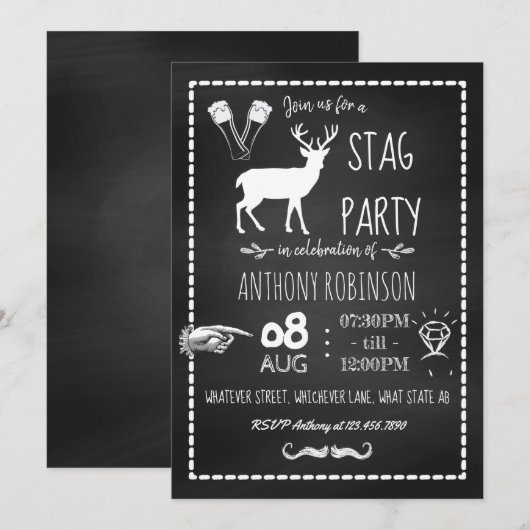 Invitation de fête d'enterrement de vie de garçon  (Devant / Derrière)