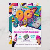 Invitation de fête des années 90, thème d'invitati (Devant / Derrière)