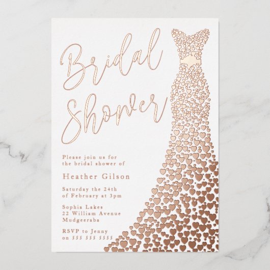 Invitation de Fête des mariées à huile Rose d'or r (Recto)