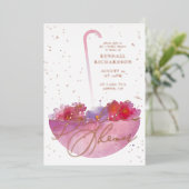 Invitation de Fête des mariées à parapluie Floral  (Debout devant)