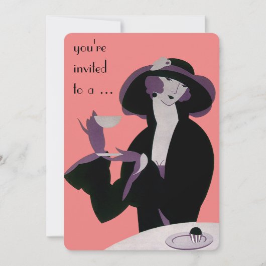 Invitation de Fête des mariées Art Déco vintage (Devant)