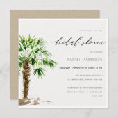 Invitation de Fête des mariées d'aquarelle de palm (Devant / Derrière)