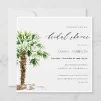 Invitation de Fête des mariées d'aquarelle de palm