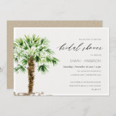 Invitation de Fête des mariées d'aquarelle de palm (Devant / Derrière)