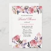 Invitation de Fête des mariées d'aquarelle rose (Devant / Derrière)