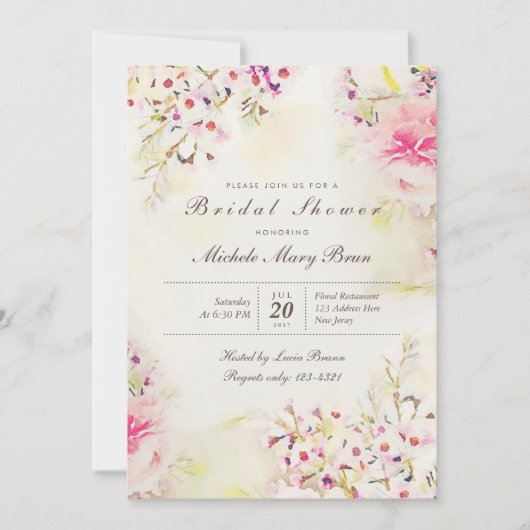 Invitation de Fête des mariées de Boho Floral Aqua (Devant)