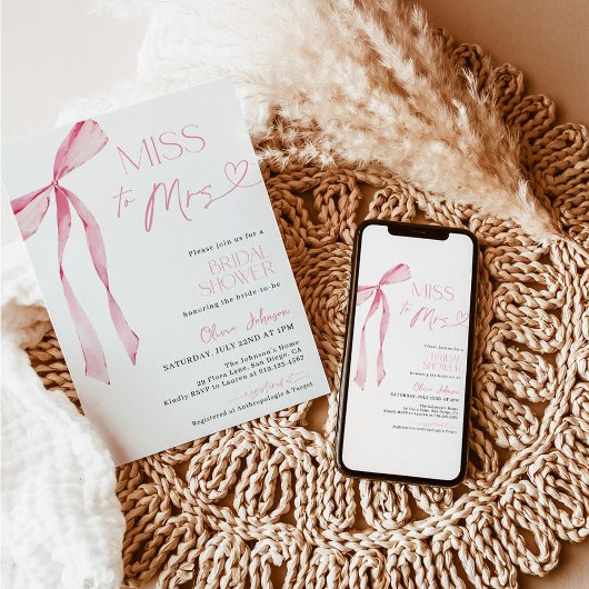 Invitation de Fête des mariées de Bow rose | Boho 