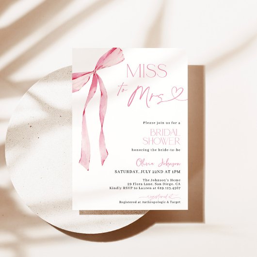 Invitation de Fête des mariées de Bow rose | Boho 