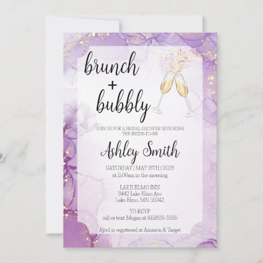 Invitation de Fête des mariées de Brunch & Bubbly (Devant)
