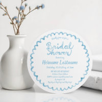 Invitation de Fête des mariées de cadre bleu blanc