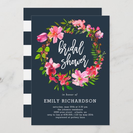 Invitation de Fête des mariées de COULEUR ÉDITABLE (Devant / Derrière)