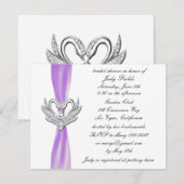 Invitation de Fête des mariées de cygnes en argent (Devant / Derrière)