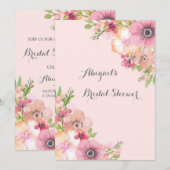 Invitation de Fête des mariées de fleurs roses bla (Devant / Derrière)