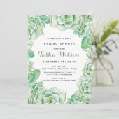 Invitation de Fête des mariées des succulents aqua (Debout devant)