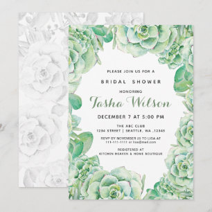 Invitation de Fête des mariées des succulents aqua