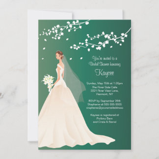 Invitation de Fête des mariées émeraude verte tend