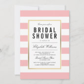 Invitation de Fête des mariées en or rayé blanc ro (Devant)