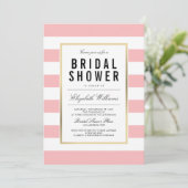 Invitation de Fête des mariées en or rayé blanc ro (Debout devant)