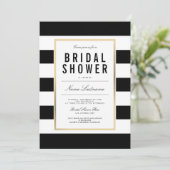 Invitation de Fête des mariées en or rayé noir chi (Debout devant)