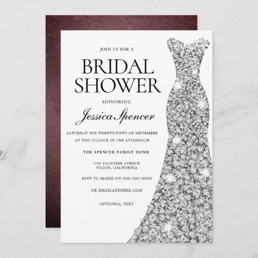 Invitation de Fête des mariées en velours  en arge (Devant / Derrière)