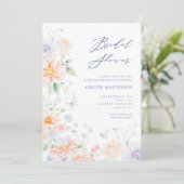 Invitation de Fête des mariées Fleur sauvage bleu  (Debout devant)