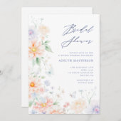 Invitation de Fête des mariées Fleur sauvage bleu  (Devant / Derrière)