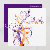 Invitation de Fête des mariées florale blanc viole (Devant / Derrière)