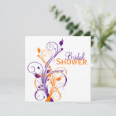 Invitation de Fête des mariées florale blanc viole (Debout devant)