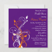 Invitation de Fête des mariées florale blanc viole (Dos)