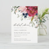 Invitation de Fête des mariées florale Burgundy Ro (Debout devant)