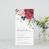 Invitation de Fête des mariées florale Burgundy Ro (Debout devant)