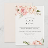 Invitation de Fête des mariées florale de Peach Pe (Devant / Derrière)