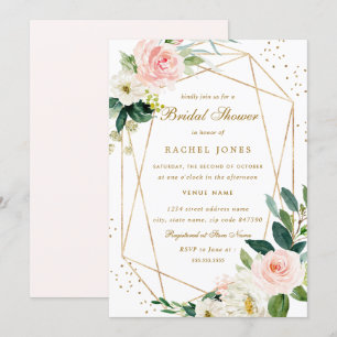 Invitation de Fête des mariées florale d'or brilla