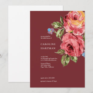Invitation de Fête des mariées florale minimal rou