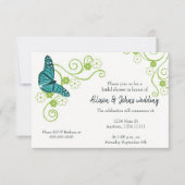 Invitation de Fête des mariées florale papillon tu (Devant)