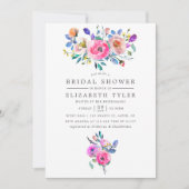 Invitation de Fête des mariées Florale rose-chaud (Devant)