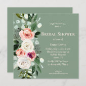 Invitation de Fête des mariées florale Sage White (Devant / Derrière)