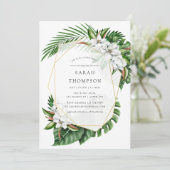 Invitation de Fête des mariées géométrique de verd (Debout devant)