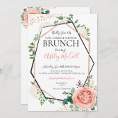 Invitation de Fête des mariées géométrique Rose mo (Devant / Derrière)