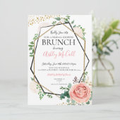 Invitation de Fête des mariées géométrique rose or (Debout devant)