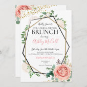 Invitation de Fête des mariées géométrique rose or (Devant / Derrière)