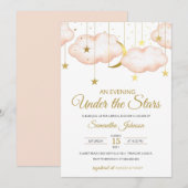 Invitation de Fête des mariées Gold Moon et Stars (Devant / Derrière)