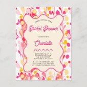 Invitation de Fête des mariées rose Abstrait rétro (Devant)